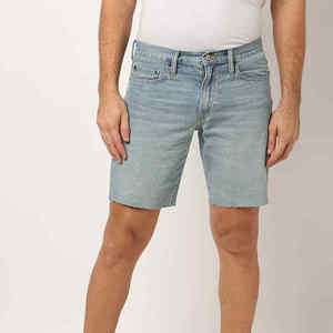 Shorts en jean délavé décontractés pour hommes, coupe personnalisée, 100 % coton, séchage rapide, style baggy - Product Image 1