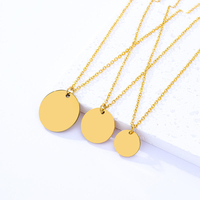 Collar con Colgante Redondo de Acero Inoxidable en Blanco para Grabar Nombre OEM, Nuevo Diseño de Moda, Venta al por Mayor, Logotipo Personalizado