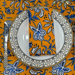 <b>Square</b> Printed Cotton <b>Tablecloth</b> Floral Pattern Yellow Blue Traditional Chinese Style Washable Home Use - Product Image 5