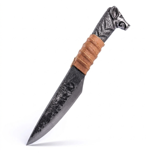 Couteau de poche Viking en acier forgé à haute teneur en carbone, lame de 5,5 pouces, manche tête de sanglier, étui en cuir, ambidextre, article de cosplay Field Edge - Product Image 1