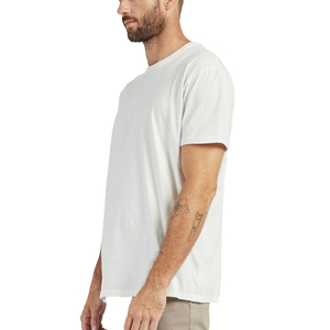 T-shirt blanc à manches courtes, col rond, coupe classique, décontracté, en jersey de coton tricoté, design uni, couleur unie - Product Image 4