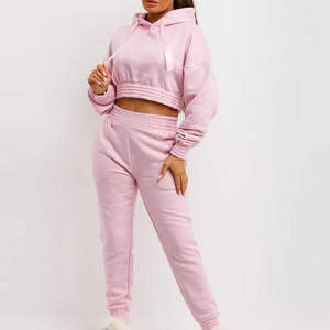 Produit phare : Ensemble streetwear pour femme, col montant, fermeture éclair, short en toile, logo personnalisé, survêtement d'hiver, sweat-shirt et pantalon, ensemble deux pièces - Product Image 6