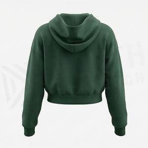 Sweat-shirt court en molleton de coton pour femme, hiver, avec capuche courte, imprimé bouffant, broderie, doublure, anti-rétrécissement, qualité supérieure - Product Image 2