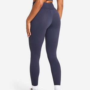 Pantalon de yoga taille mi-haute pour femme, longueur intégrale, avec poches, contrôle du ventre, séchage rapide, respirant, anti-transpiration, taille élastique, couleur unie, fitness - Product Image 5