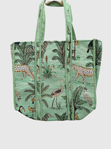 Bolsa de lona con estampado tropical, diseño de leopardo y cebra, diseño abierto en la parte superior para compras - Product Image 2