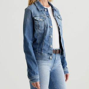 Chaqueta vaquera corta para mujer, ropa de calle de lujo, abrigo informal de mezclilla para colecciones de ropa de boutique - Product Image 4