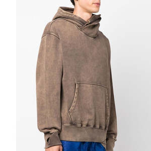 Sudadera con capucha personalizada con doble cremallera, lavada al ácido, de alta calidad, 100% algodón, forro polar francés, sudaderas cortas lisas para hombre. - Product Image 3