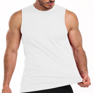 Débardeur sans manches pour homme, col rond, couleur unie, séchage rapide, respirant, 100% coton, décontracté, pour l'entraînement - Product Image 2