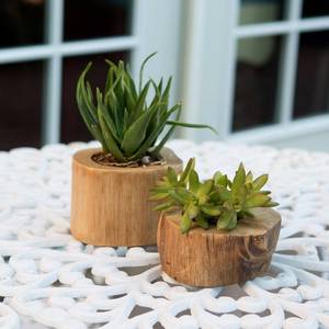 Pot de fleurs élégant en teck tourné à la main - Décoration d'intérieur haut de gamme - Product Image 3