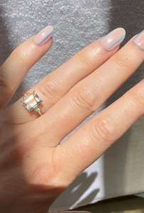 Moissanite 4CT <b>Emerald</b> Cut Diamond Classic Halo <b>Ring</b> For Women's Original 925 <b>Silver</b> Fine Birthdays Party Jewelry For Partners - Product Image 3