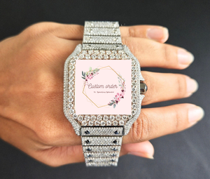 Reloj Analógico Cuadrado Personalizado de Acero Inoxidable con Moissanita para Hombre, Estilo Iced Out Bling Hip Hop, Joyería de Lujo para Fiesta con Incrustaciones - Product Image 1