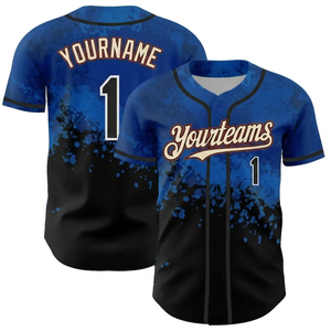 Custom blue <b>Black</b> Sublimated Baseball Jersey <b>Men</b> lightweight Team Uniform Breathable AthleticSport jersey OEM service wholesale - Product Image 1
