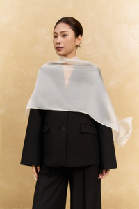 Full Length Notched Collar Full Sleeve 2 Piece Long <b>Set</b> Solid Plain Dyed Woven Silk Asymmetric Breathable Office Women's <b>Blazer</b> - Product Image 5