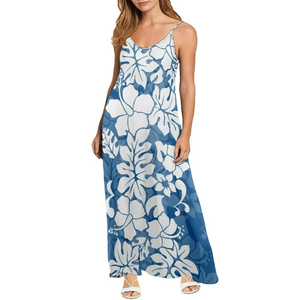 Robes amples de haute qualité à prix réduit pour femmes, élégantes robes maxi à imprimé hawaïen avec des fleurs d'hibiscus - Product Image 5