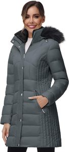 Women's Lightweight <b>Packable</b> Hooded Winter Quilted Puffer <b>Jacket</b> Detachable Sleeves Hat Zipper Closure Waterproof Wool - Product Image 4