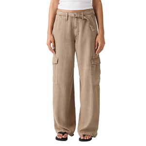 Pantalones Cargo de Mujer de Última Tendencia, Corte Holgado, Sarga de Lyocell, Pierna Ancha, Cintura Alta, Caída Suave, Estilo Urbano Y2K, Personalizados OEM - Product Image 1