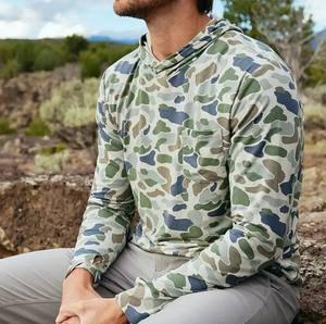 Chemise de pêche à manches longues en coton, camouflage, à capuche, sublimée, vente en gros - Product Image 3