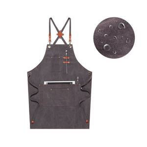 Tablier de styliste en toile personnalisé avec sangle en cuir réglable à dos croisé, gilet professionnel avec poches pour équipement de barbier et de toilettage - Product Image 4