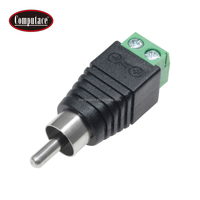 Adaptateur de prise RCA en laiton nickelé, 5A 12V, pour câble PVC rectangulaire mâle noir/vert 26-14AWG, personnalisable en gros