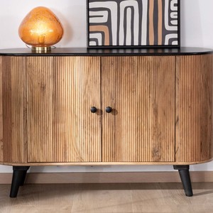 Vandana Autumn Harmony Small two-tone wood and black vintage-style Boogie sideboard - Product Image 3