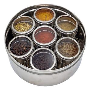 Caja de especias de acero inoxidable con 9 recipientes individuales con tapa, contenedor de condimentos Masala Dani Dabba para cocina, precios de fábrica al por mayor. - Product Image 1