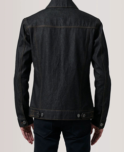 2026 Sale Men's Slim Fit Denim <b>Jacket</b> Dark Grey Washed Cotton Casual Turn-down Collar Single Breasted Regular Sleeve Front - Product Image 2