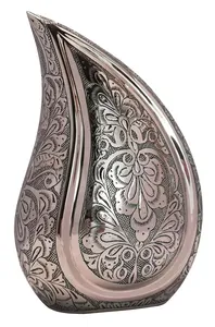 Antique Aluminum Tear Drop <b>Keepsake</b> Funeral Cremation Urn <b>Memorial</b> Ash Container Featuring Stylish Secure Top Design - Product Image 5