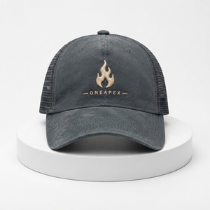 Gorra Trucker Gris Carbón para Hombre, Logotipo de Llama Bordado, Gorra de Béisbol de Algodón con Malla Trasera Ajustable, Estilo Casual Urbano - Product Image 4