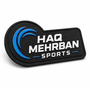 HAQ MEHRBAN SPORTS 3D Embossed Rubber Eco-Friendly Roll Logo Patch Rectangle Laser Cut Heat Transfer Printing Garment Label - Product Image 2