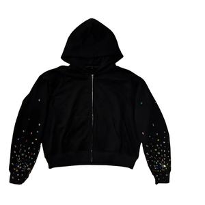 เสื้อฮู้ดผู้ชายประดับด้วยอัญมณีหลากสีสัน เสื้อสเวตเชิ้ตแฟชั่นสวมหัว สไตล์ลำลอง สตรีทแวร์ ทรงหลวม สวมใส่สบาย - Product Image 1