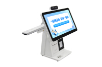 MHY Écran double 1080p LCD sur pied tout-en-un pour point de vente avec lecture de codes QR, de cartes d'identité, reconnaissance faciale et gestion des visiteurs