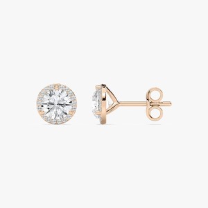 Pendientes de Oro Rosa de 14K con Diamantes Cultivados en Laboratorio, Corte Brillante Redondo de 1.0-3.0ctw, Joyería Moderna para Mujer - Product Image 3