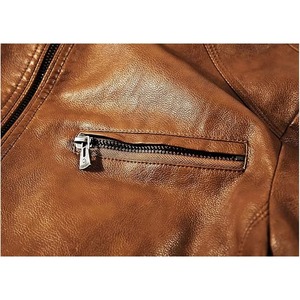 Low Price <b>Men</b> Genuine Leather Jacket Plus Size Casual Winter Washed Zipper Front Waterproof Breathable Eco-Friendly Quick Dry - Product Image 4