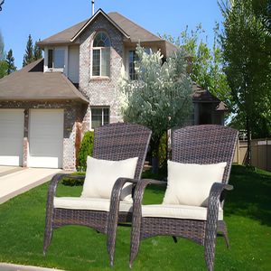 Sedia da Patio Beige con Cuscini Confortevoli - Product Image 2