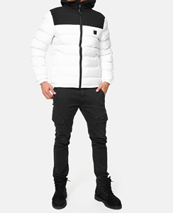 Veste matelassée à capuche pour homme, chaude et épaisse pour l'hiver, fermeture éclair décontractée, polyester - Product Image 3