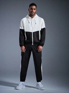 Men's Winter Solid Hooded Tracksuit Style <b>Long</b> <b>Sleeve</b> Gym Outfit Quick Dry Breathable 100% Cotton Sports <b>Training</b> Wear - Product Image 3