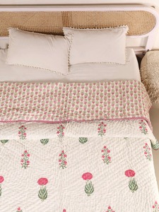 Juego de Ropa de Cama Estampada, Edredón de Algodón con Diseño Floral Rosa, Estilo Bohemio, para Todas las Temporadas - Product Image 6