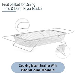 Panier égouttoir en acier rectangulaire pour évier, grande corbeille de séchage en maille pour fruits et légumes, 30x20x6 CM - Product Image 2