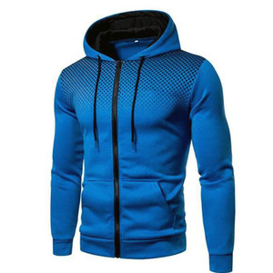 Sweat-shirt à capuche zippé blanc pour homme, coupe ajustée, imprimé à pois, décontracté, automne, tricoté en polyester - Product Image 4