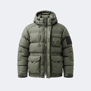 Chaqueta de Invierno para Hombre, Acolchada, con Cuello Camisero, Resistente al Viento, de Color Sólido, Corte Regular, Relleno de Poliéster, Estilo Casual, Ropa Urbana - Product Image 6