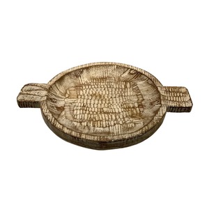 Handmade Wooden Serving Bowl Carved Vintage Design Uncoated Wood Craft For Food Serving Gifting <b>Decorative</b> - Product Image 1