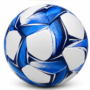 Team Builders Soccer Ball Machine Stitched Match Training Ball <b>White</b> Blue <b>Black</b> Patterns Durable Inflated 0.4-0.45kg Carton Box - Product Image 3