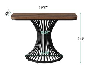 Console moderne en bois de noyer avec base en métal noir pour l'entrée ou le salon - Product Image 6