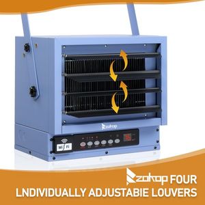 ZOKOP Chauffage d'appoint électrique intelligent WiFi 5000W 240 Volts, à câblage direct, à soufflerie, pour garage et atelier, montage au plafond - Product Image 3