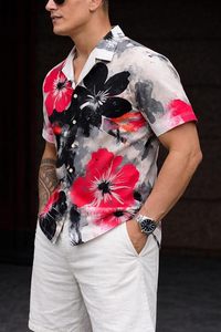 Chemise décontractée à imprimé tropical pour homme – Chemise hawaïenne à manches courtes pour les vacances et les loisirs en station balnéaire - Product Image 5