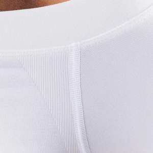 Top Corto Blanco de Manga Larga con Hombros Descubiertos para Mujer, con Logotipo Personalizado en la Parte Delantera, Tejido de Punto, Spandex, Poliéster, Ropa Deportiva Informal - Product Image 4