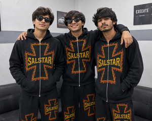 Ensemble de survêtement unisexe SALSTAR noir avec sweat à capuche zippé et pantalon de jogging, style streetwear, coupe ample, en coton, pour l'automne et l'hiver - Product Image 6