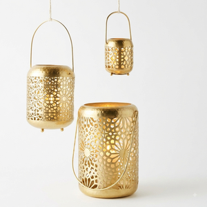 <b>Brass</b> Candle Holder <b>Lantern</b> Hanging Tealight Candle Stand Decorative Metal Home Decor Wedding Event Table Centerpiece - Product Image 1