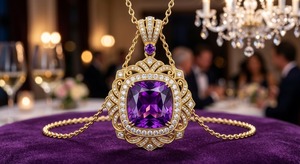 Colgante Cristiano de Amatista Natural con Cadena de Plata 925 Chapada en Oro de 14k, Diseño Europeo, Joyería Minimalista - Product Image 6