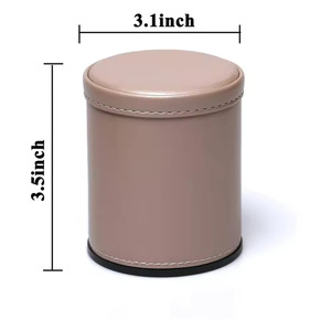 Gobelet à dés rond en PU avec couvercle pour le rangement des dés, design minimaliste durable, couleur rose, pour adultes - Product Image 2